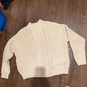Forever 21 Sweater Womens Small Off White Cream Cable Knit Sweatshirt Ladies M